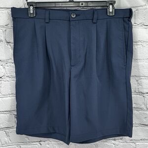 Cool 18 Pro Golf Shorts Men's 36 Blue 9" Inseam Pleated Performance Flex Waist